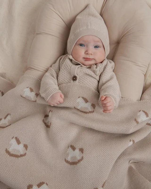 Плед детский LoomKnits Лошадки Топленое молоко 80х120 см LW23-5002-034-80/120