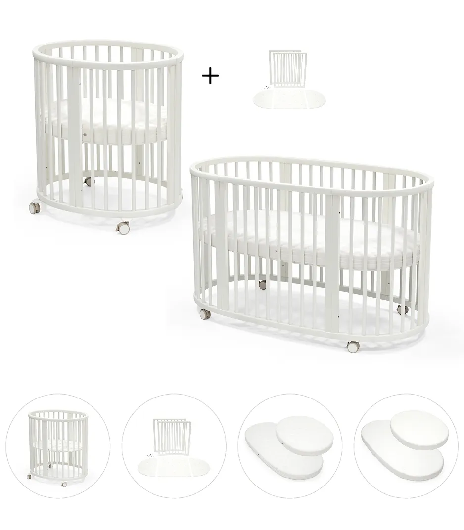 Комплект Stokke 5 предметов: Люлька Sleepi Mini V3 + 2 Матраса + Расширение + Простыня