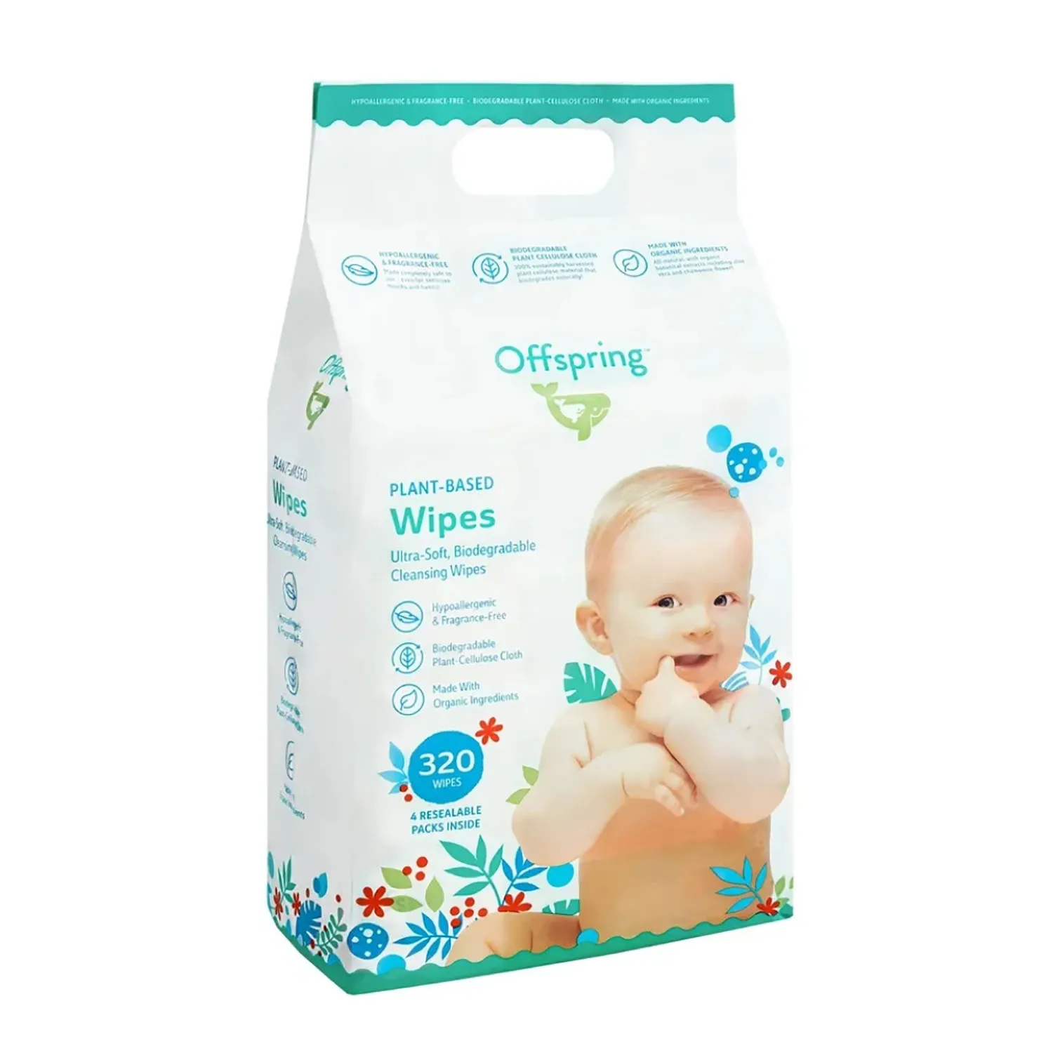 Салфетки биоразлагаемые влажные Offspring 320 шт OF03W320