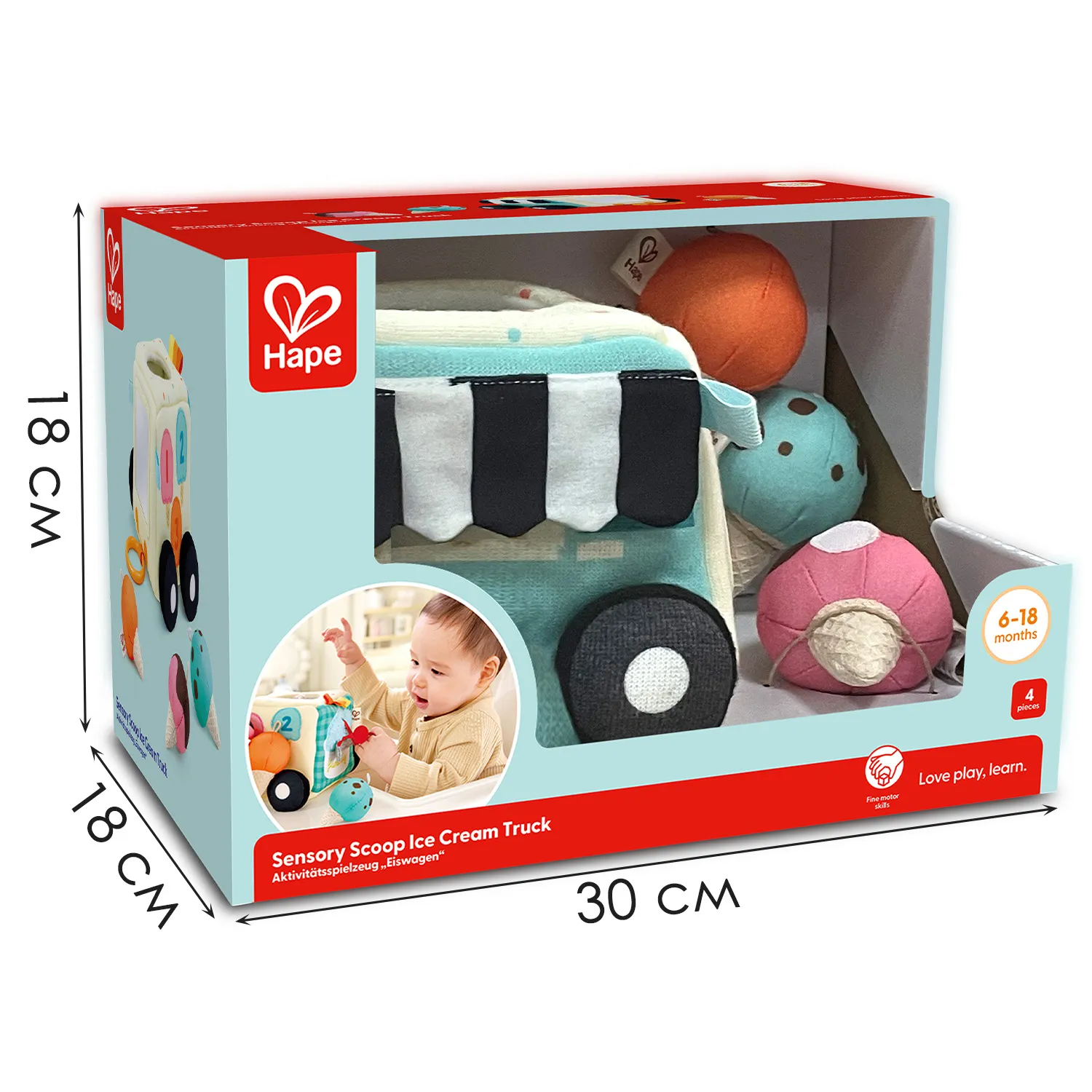 Игрушка HAPE для малышей  «Машинка» плюшевая Фургон мороженщика E0075_HP