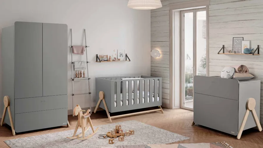 Комплект Micuna Swing №3: кровать 140х70, тумба, шкаф grey/natural wax