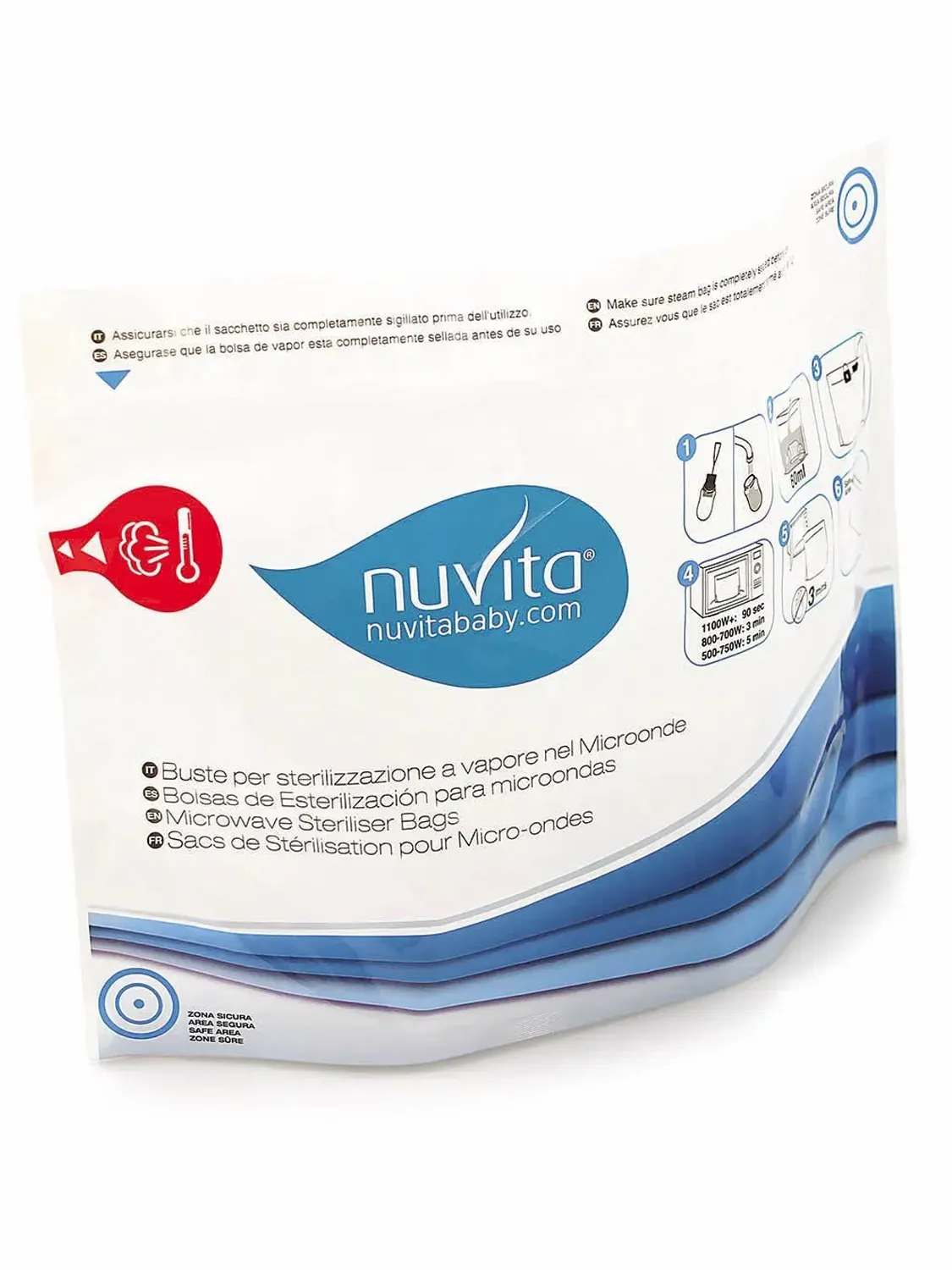 Пакеты для стерилизации в микроволновой печи Nuvita 1087 Microwave steam sterilizer bags, 5 шт NU-ALST0008