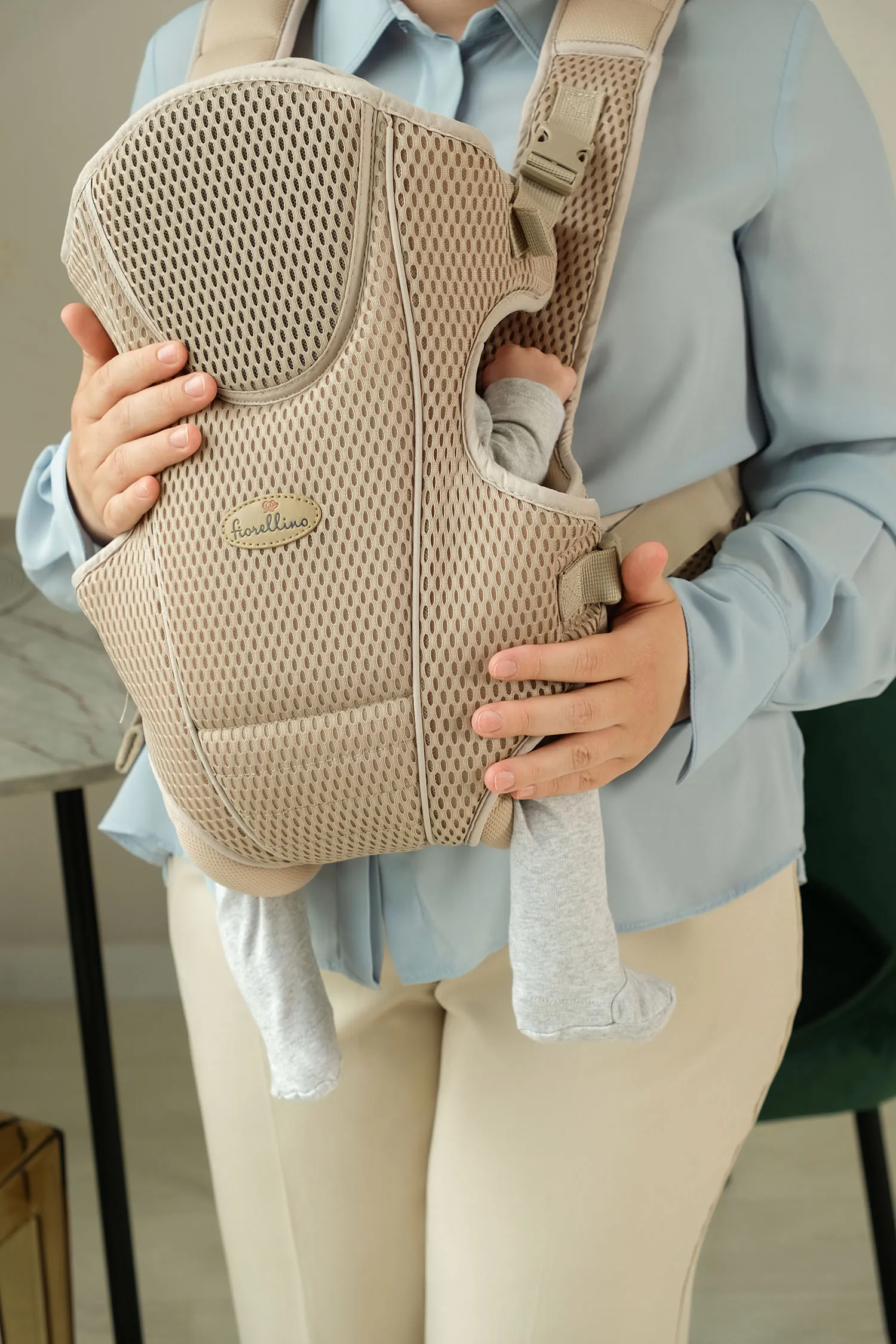 Рюкзак переноска Fiorellino beige mesh BC1847