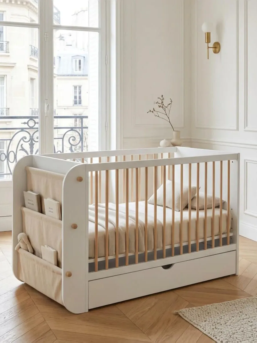 Кровать Micuna Salonica 120*60 белый/дерево (white/wood). Изображение 1