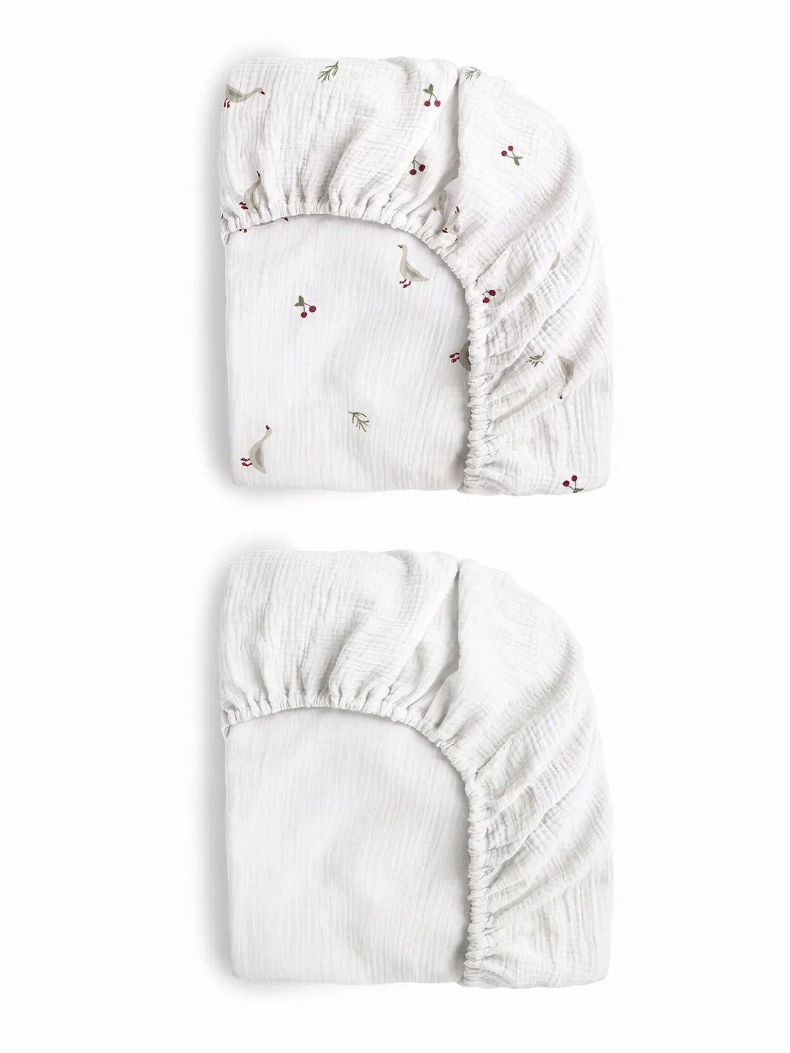 Комплект простыней на резинке PERINA для колыбели CoZee Muslin 81х51 см 2 шт Гуси/Белый ПРCZ-M.1.03х2.8. Изображение 1