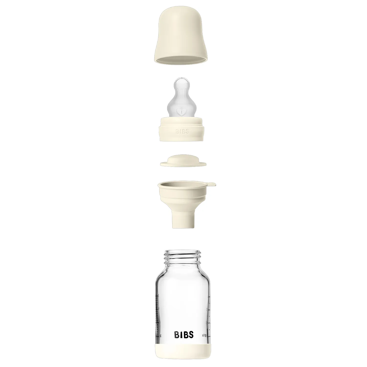 Бутылочка BIBS стеклянная для кормления с силиконовой соской медленный поток 120 мл