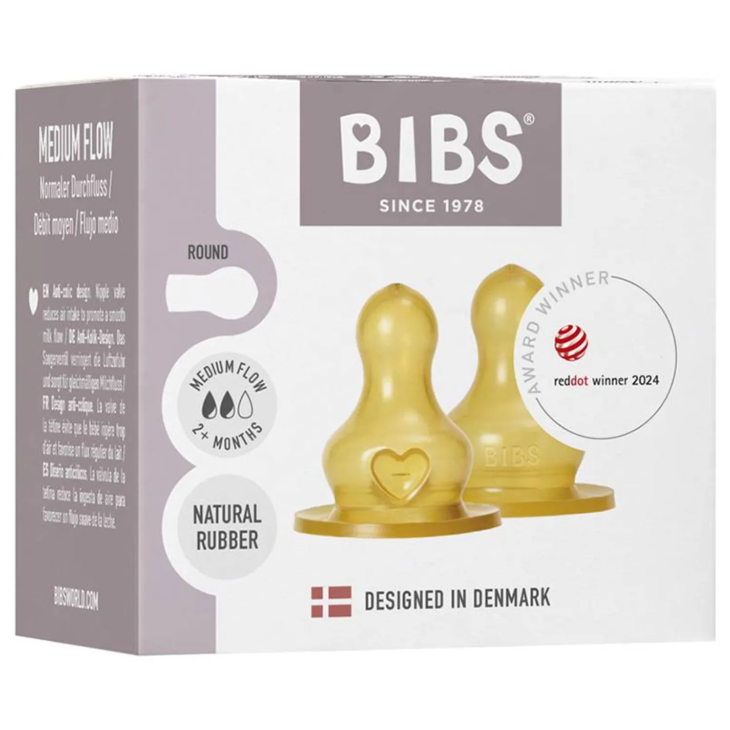 Соска BIBS латексная для бутылочки средний поток, 2 шт.