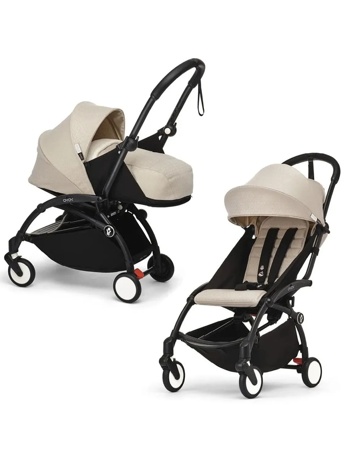 Коляска 2 в 1 STOKKE YOYO3 Бонпоинт, рама черная, люлька мягкая. Изображение 1