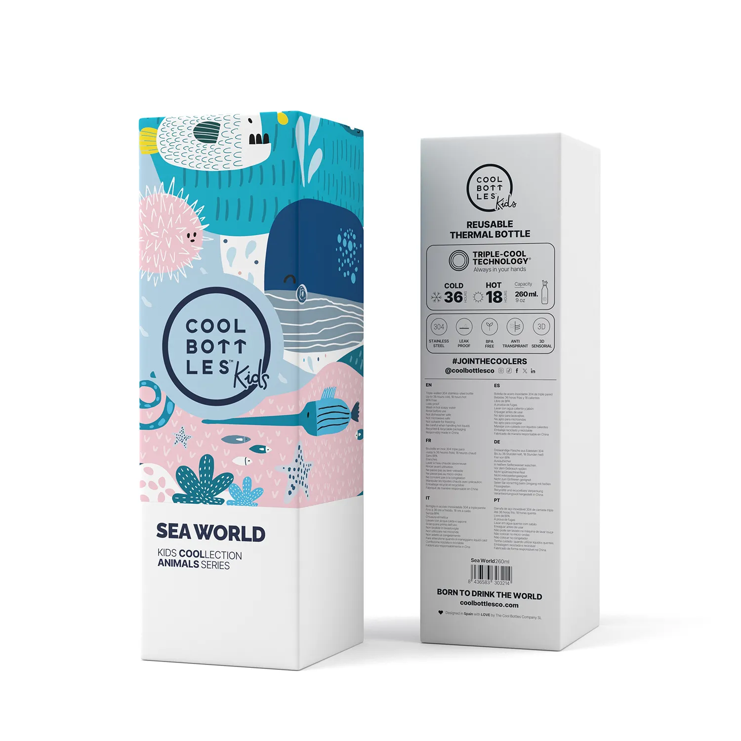 Термос–термобутылка Cool Bottles Kids серия Animals Sea World 260 мл CBBK26SW