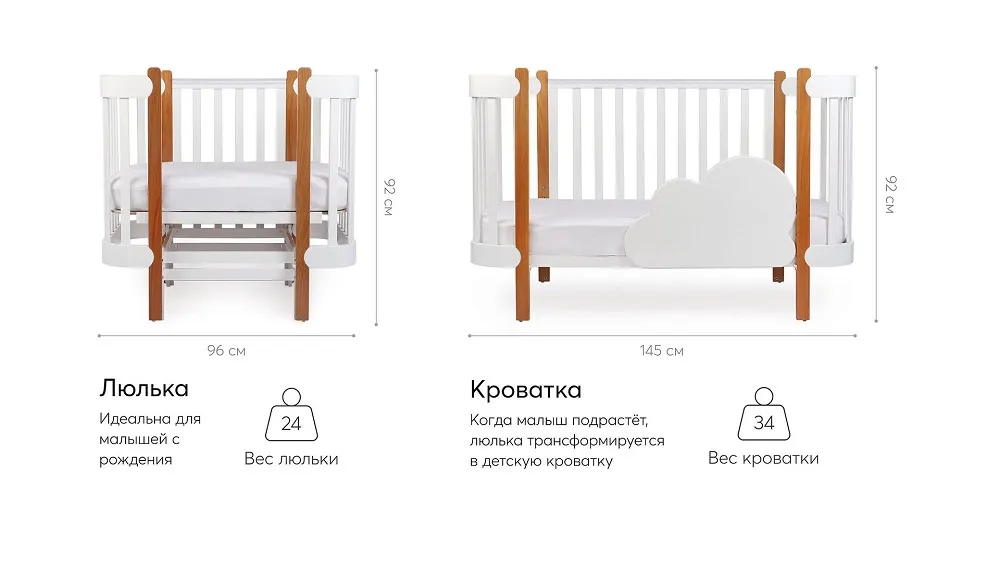 Кроватка-трансформер приставная Happy Baby Mommy Lux
