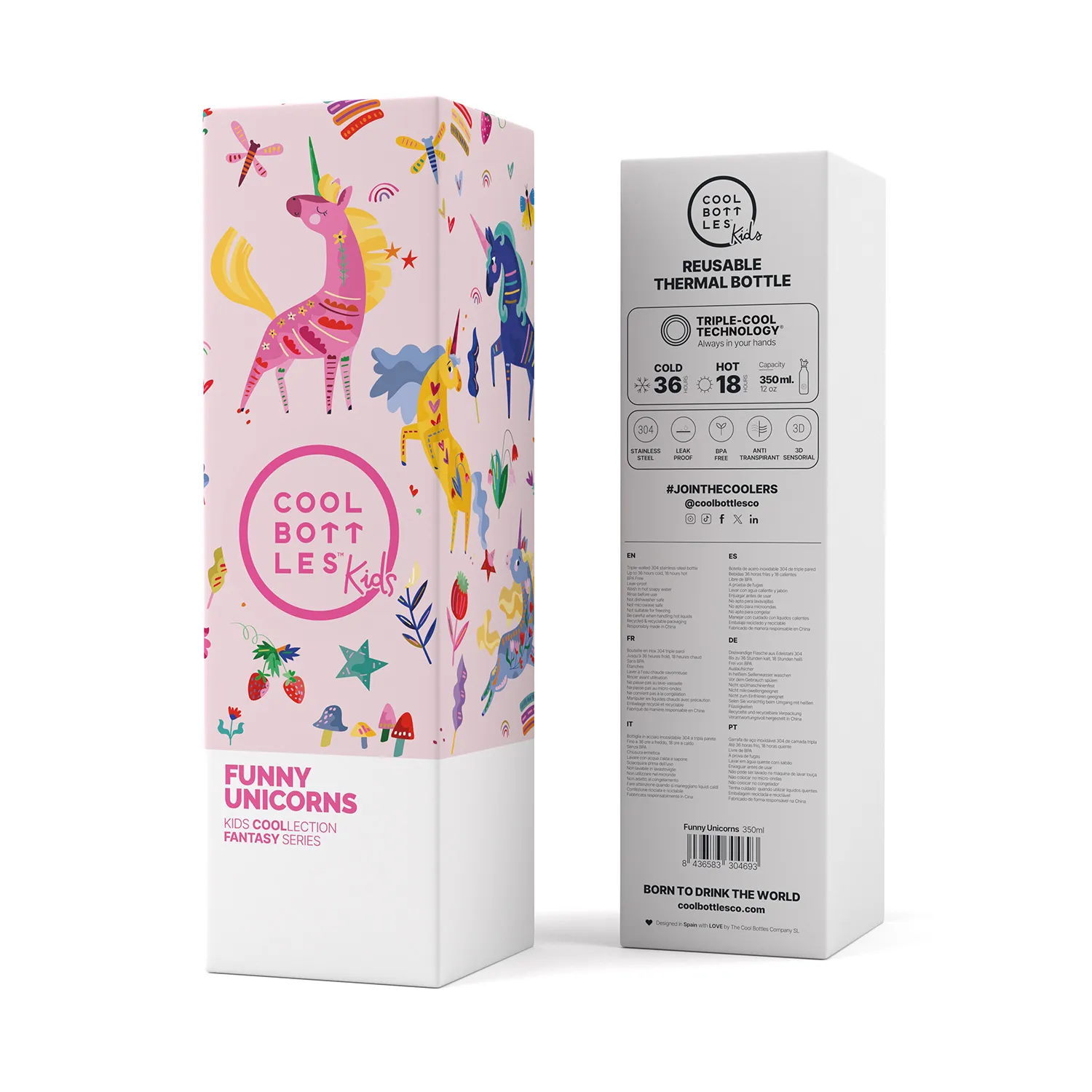 Термос–термобутылка Cool Bottles Kids серия Fantasy Funny Unicorns 350 мл