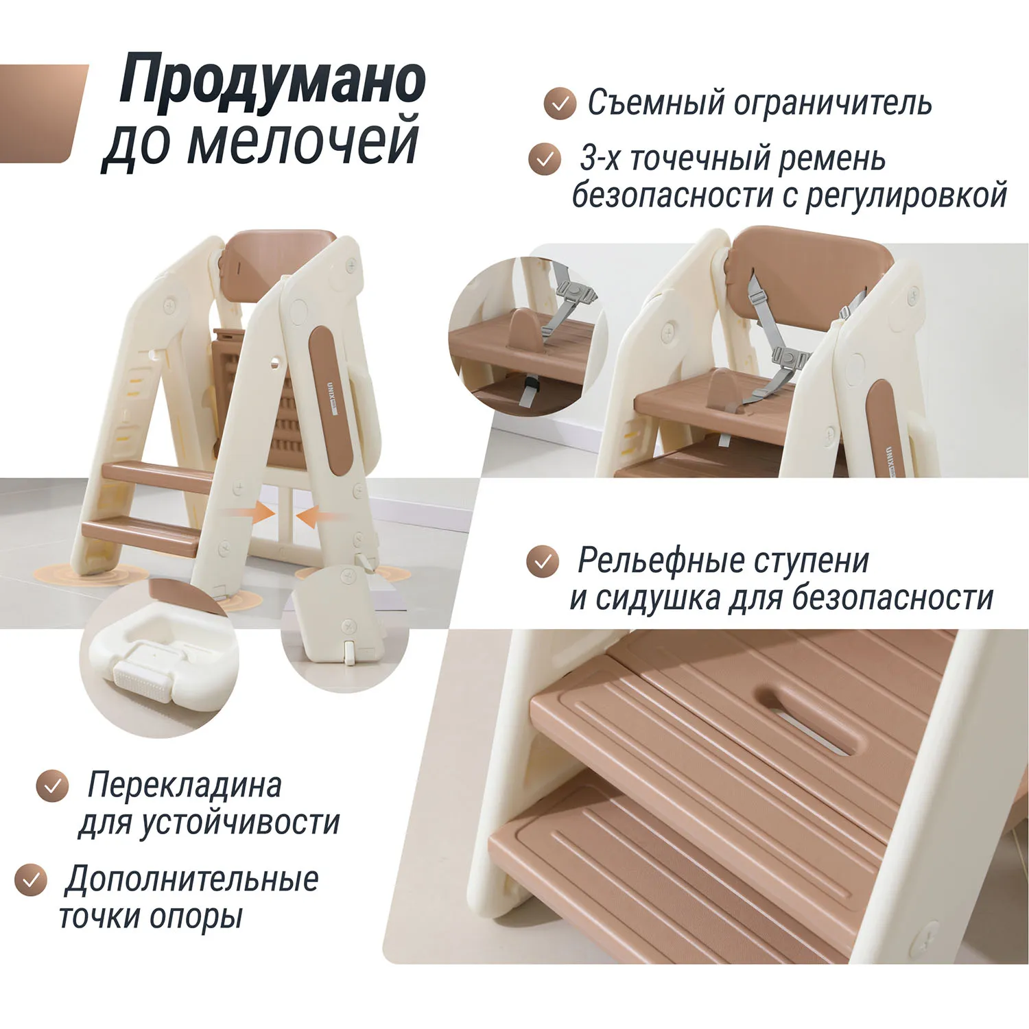 Стул для кормления UNIX Kids 3 steps