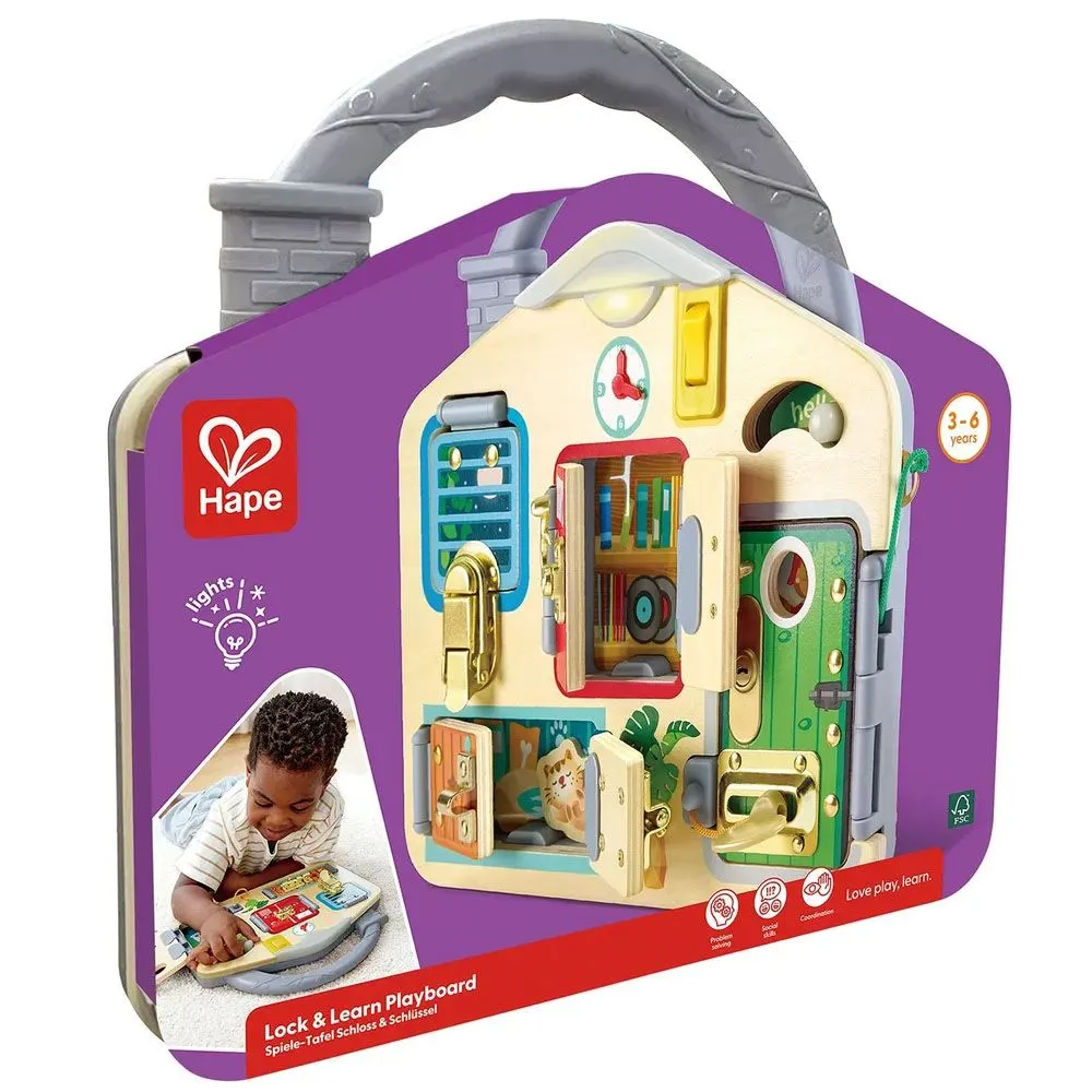 Игрушка HAPE развивающая Бизиборд «Тайные комнаты» E1111_HP