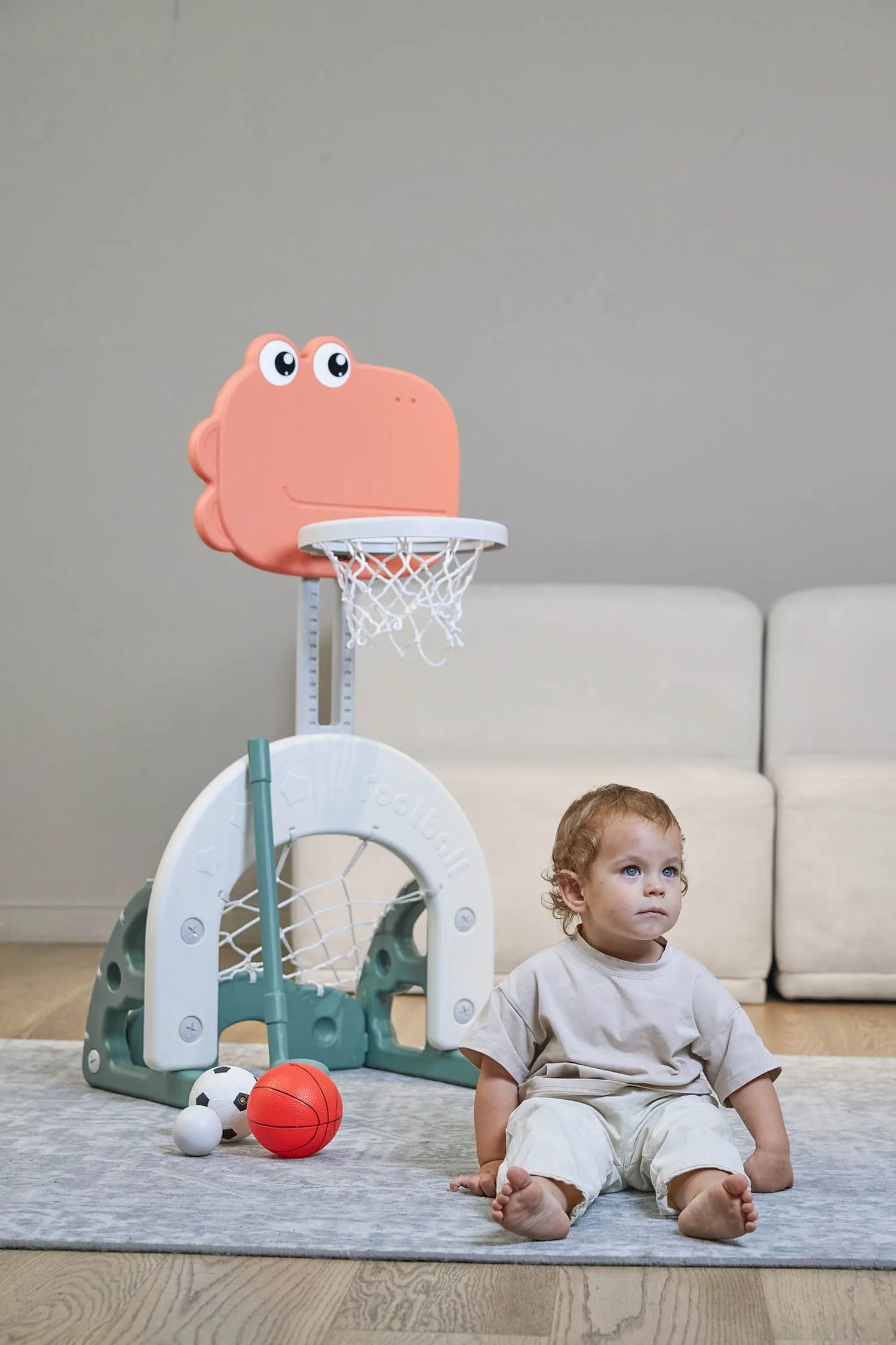 Стойка баскетбольная и хоккейные ворота UNIX Kids Dino (2 in 1) PPBSDINO