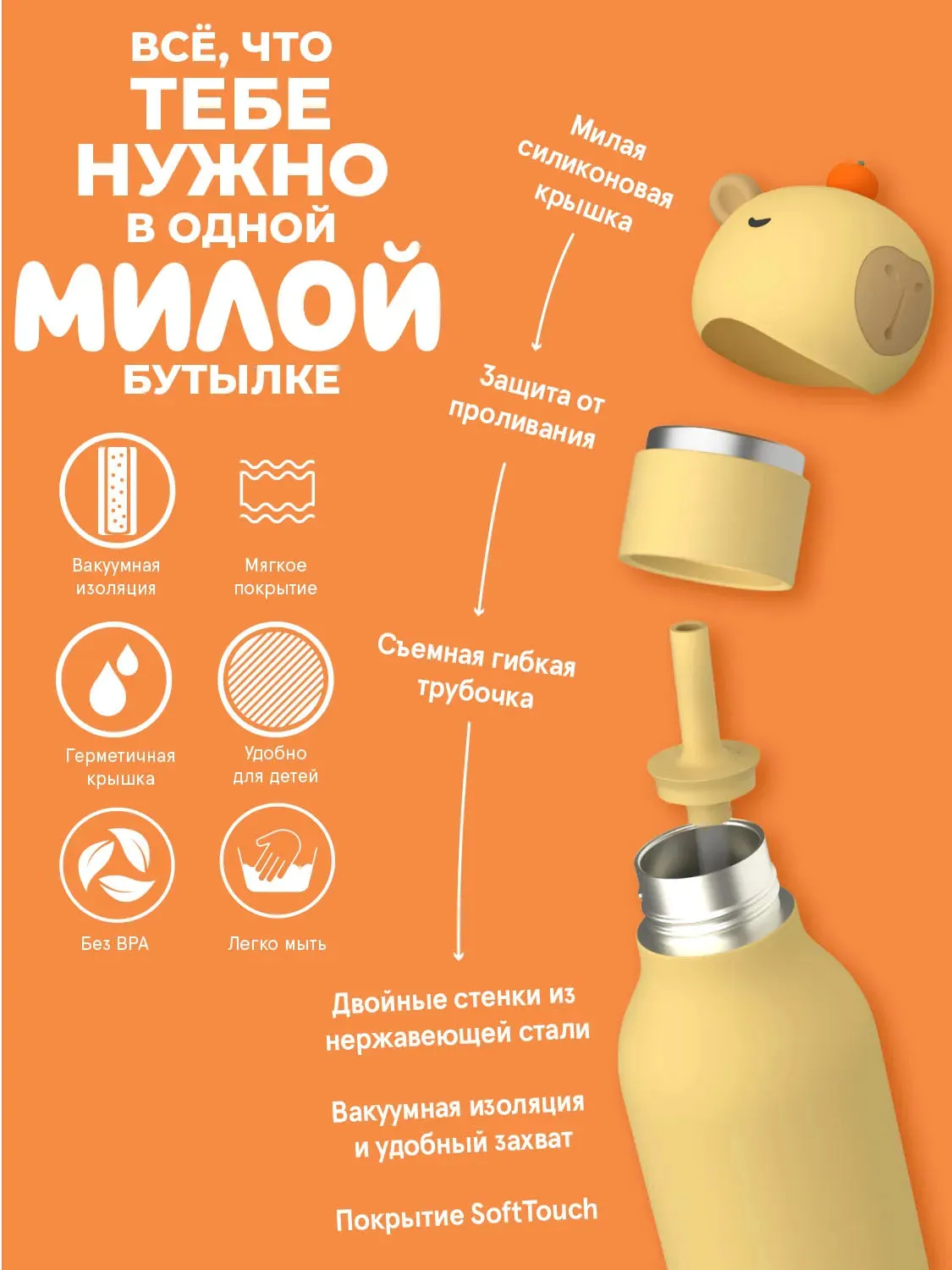 Бутылка Asobu для холодных и горячих напитков Bestie 460 мл