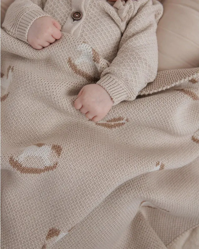 Плед детский LoomKnits Лошадки Топленое молоко 80х120 см LW23-5002-034-80/120