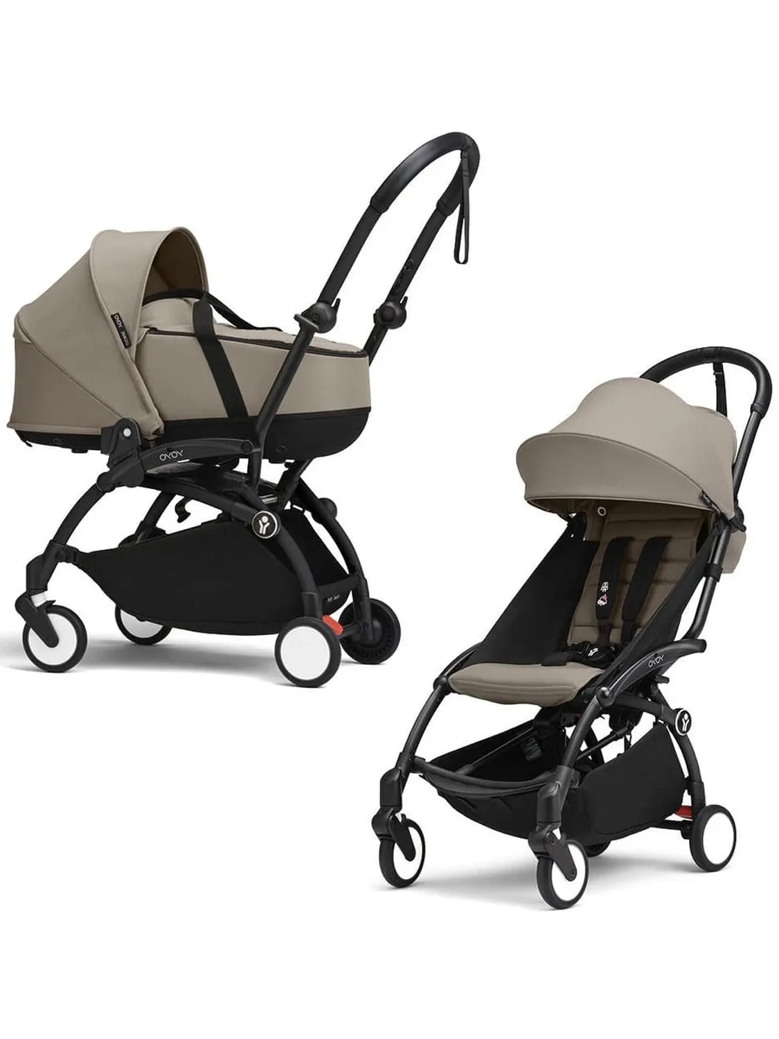 Коляска 2 в 1 Stokke YOYO3 shell, серо-коричневый (taupe), рама черная. Изображение 1