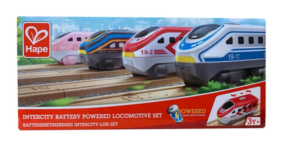 Игрушечные локомотивы Hape «Мой поезд» на батарейках 4 шт. E3789_HP