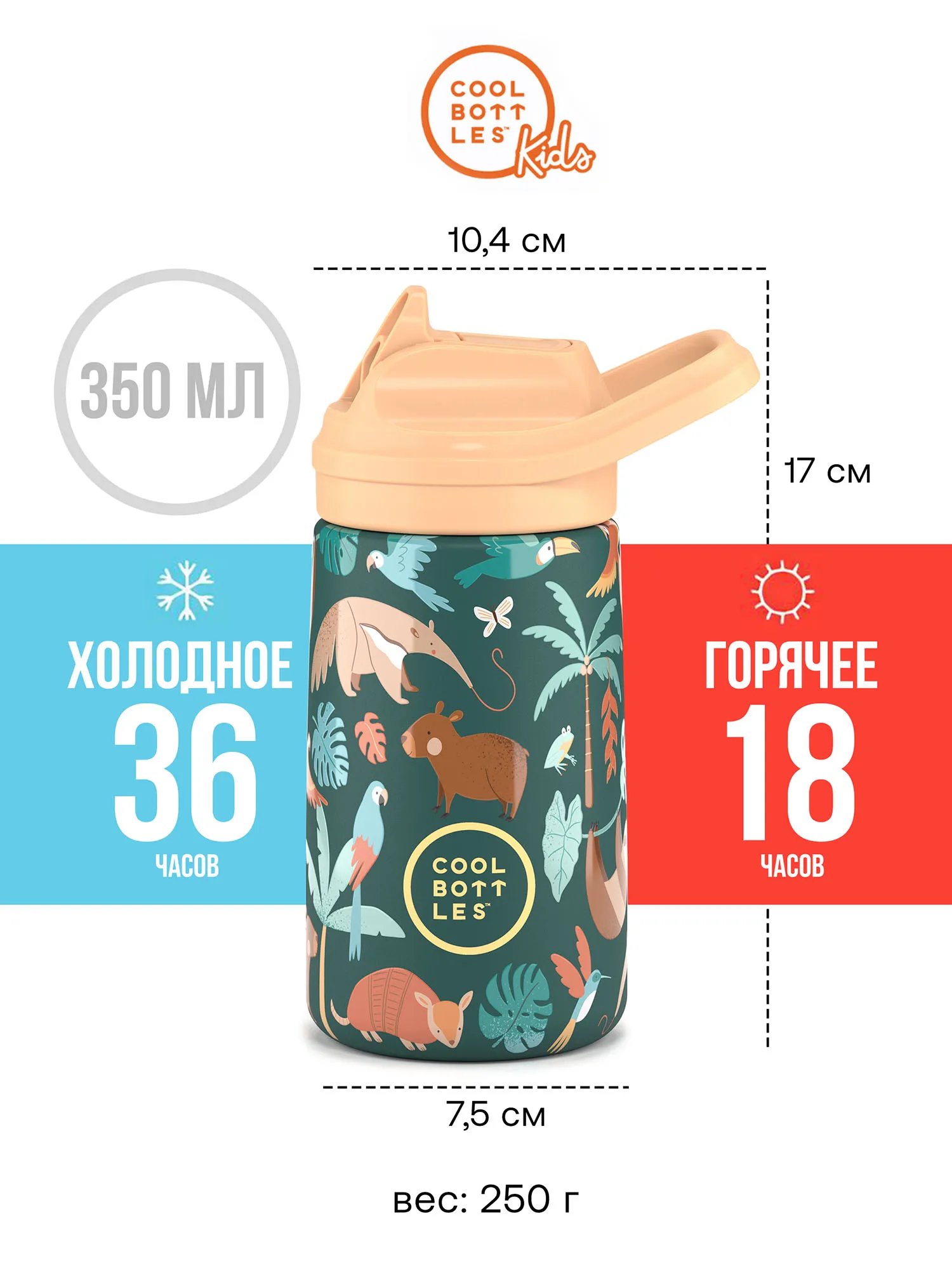 Термос-термобутылка Cool Bottles Kiddie Rainforest Refuge 350 мл