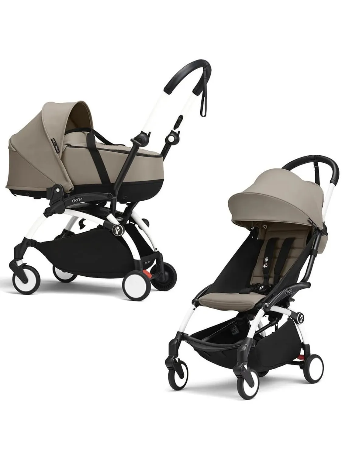 Коляска 2 в 1 Stokke YOYO3 shell, серо-коричневый (taupe), рама белая. Изображение 1