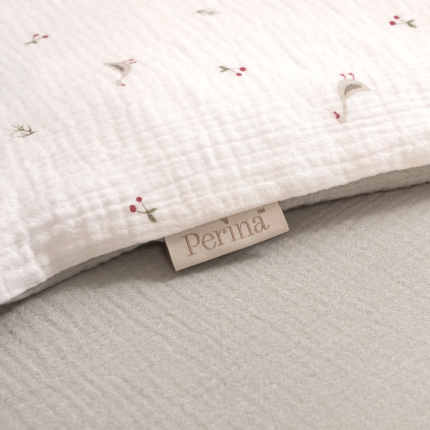 Комплект постельного белья Perina Muslin 3 предмета 120х60 Гуси/Шалфей КПБ3-М.1.22х2.8