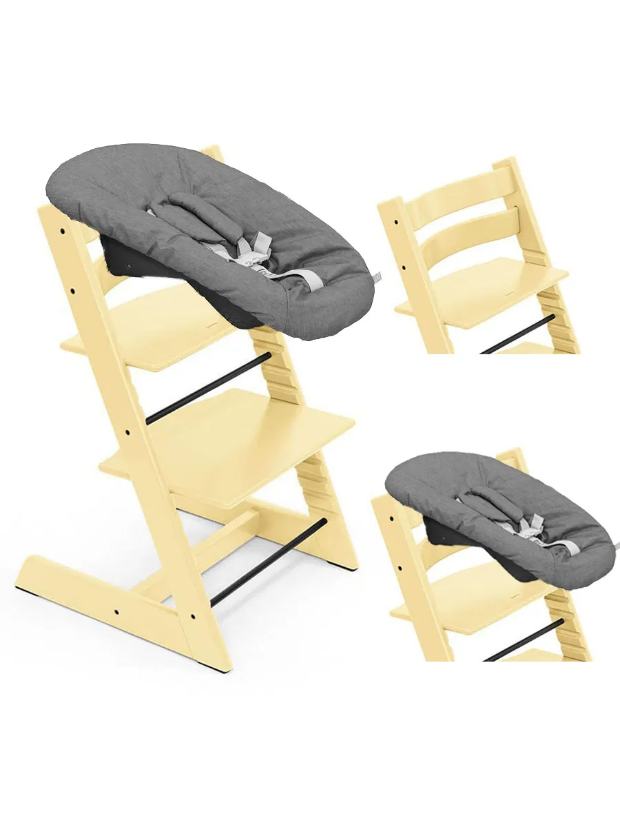 Стул Stokke Tripp Trapp Желтый (Lemon Yellow) 100148 + Сиденье 0+ Антрацит (Anthracite) 526104. Изображение 1