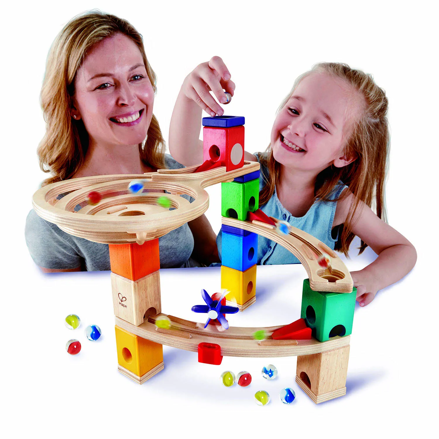 Конструктор детский HAPE Лабиринт Гонки с шариками и переходами, деревянный E6021_HP