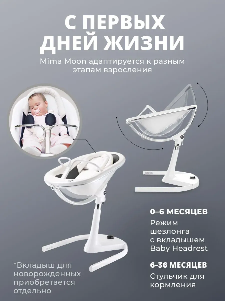 Стул-трансформер Mima детский Moon бело-черный 71766. Изображение 5