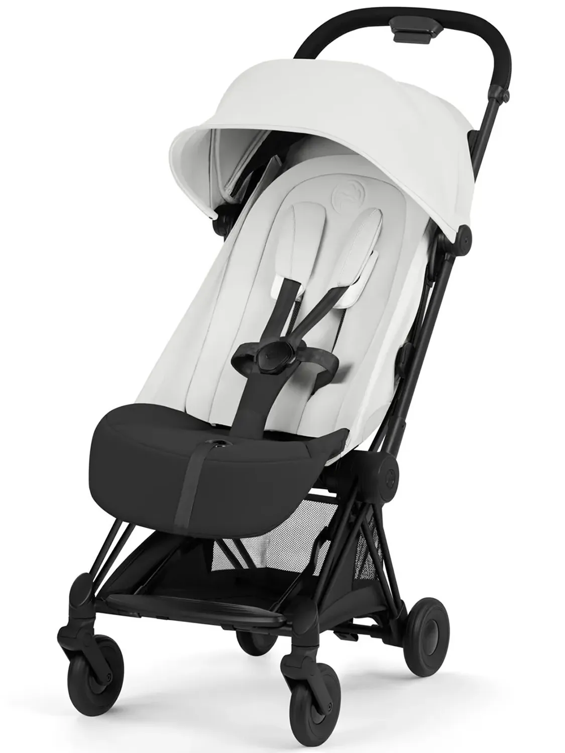 Коляска прогулочная Cybex Coya Style 2026, белый, шасси черный (off white/BLK), с дождевиком. Изображение 1