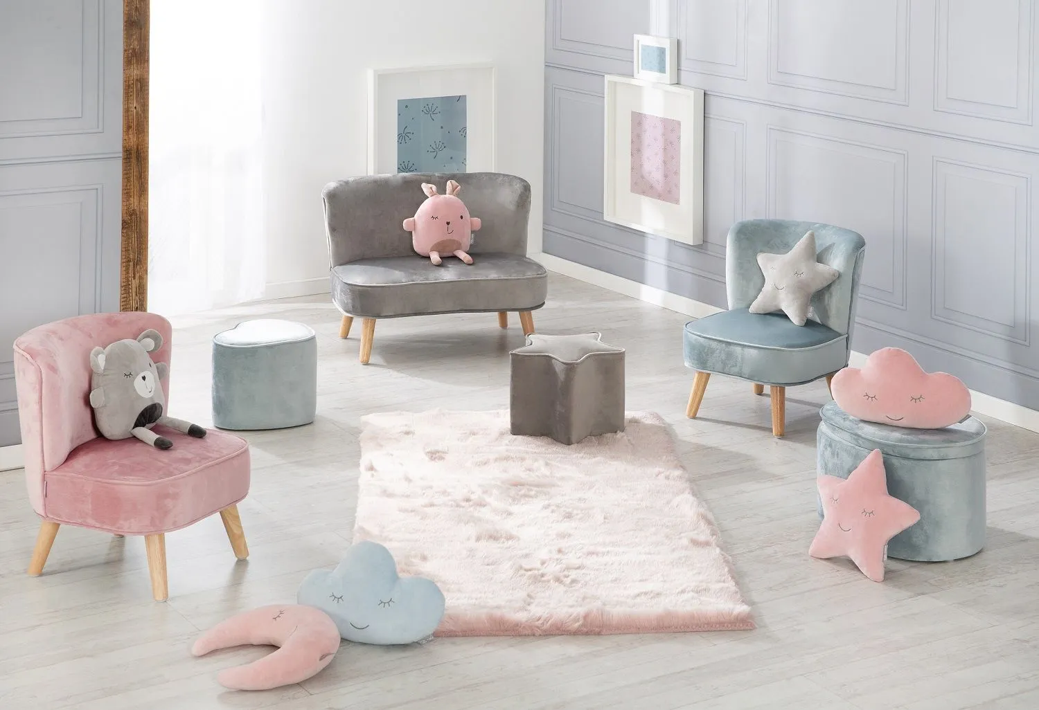 Детский велюровый овальный пуфик Roba Lil Sofa