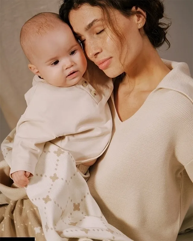 Плед детский LoomKnits Бежевый Ромб 80х120 см LW24-3115-002-80/120