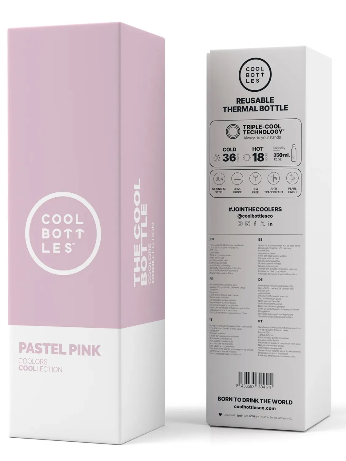 Термос-термобутылка Cool Bottles Pastel Pink 350 мл CB350PAP