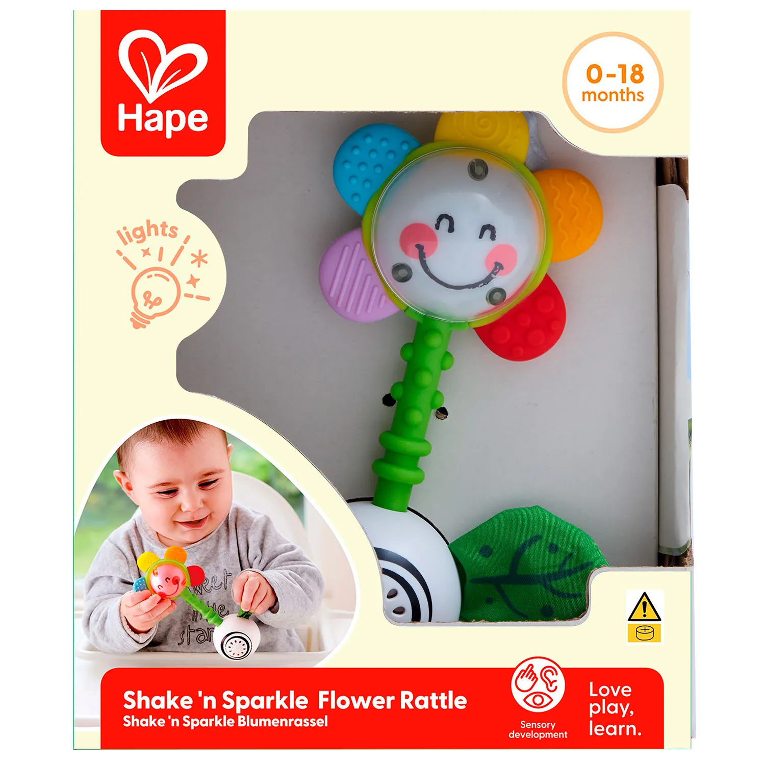 Погремушка HAPE «Светящийся Цветок» интерактивная игрушка с подсветкой E0133_HP