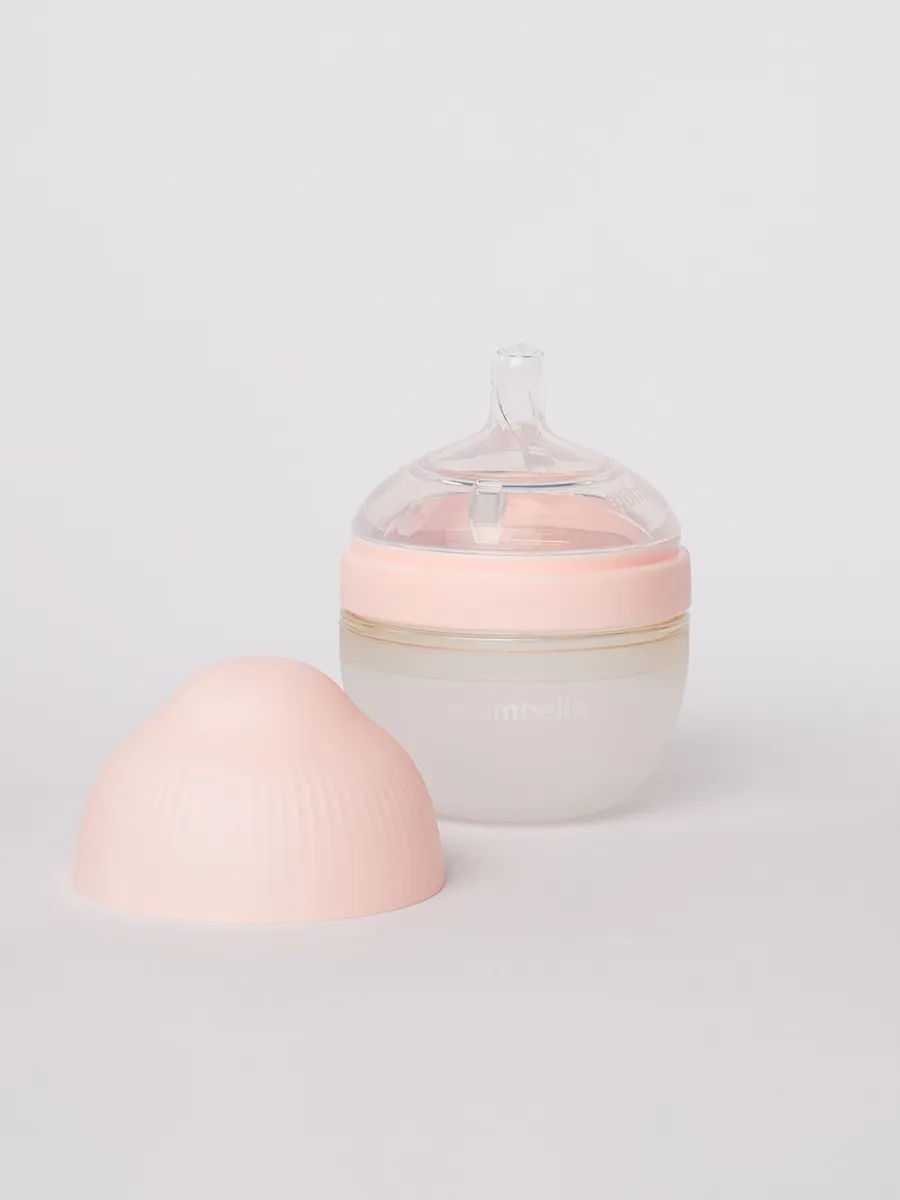Бутылочка Mombella силиконовая антиколиковая Wide Neck широкая 120 мл розовая 8138. Изображение 1