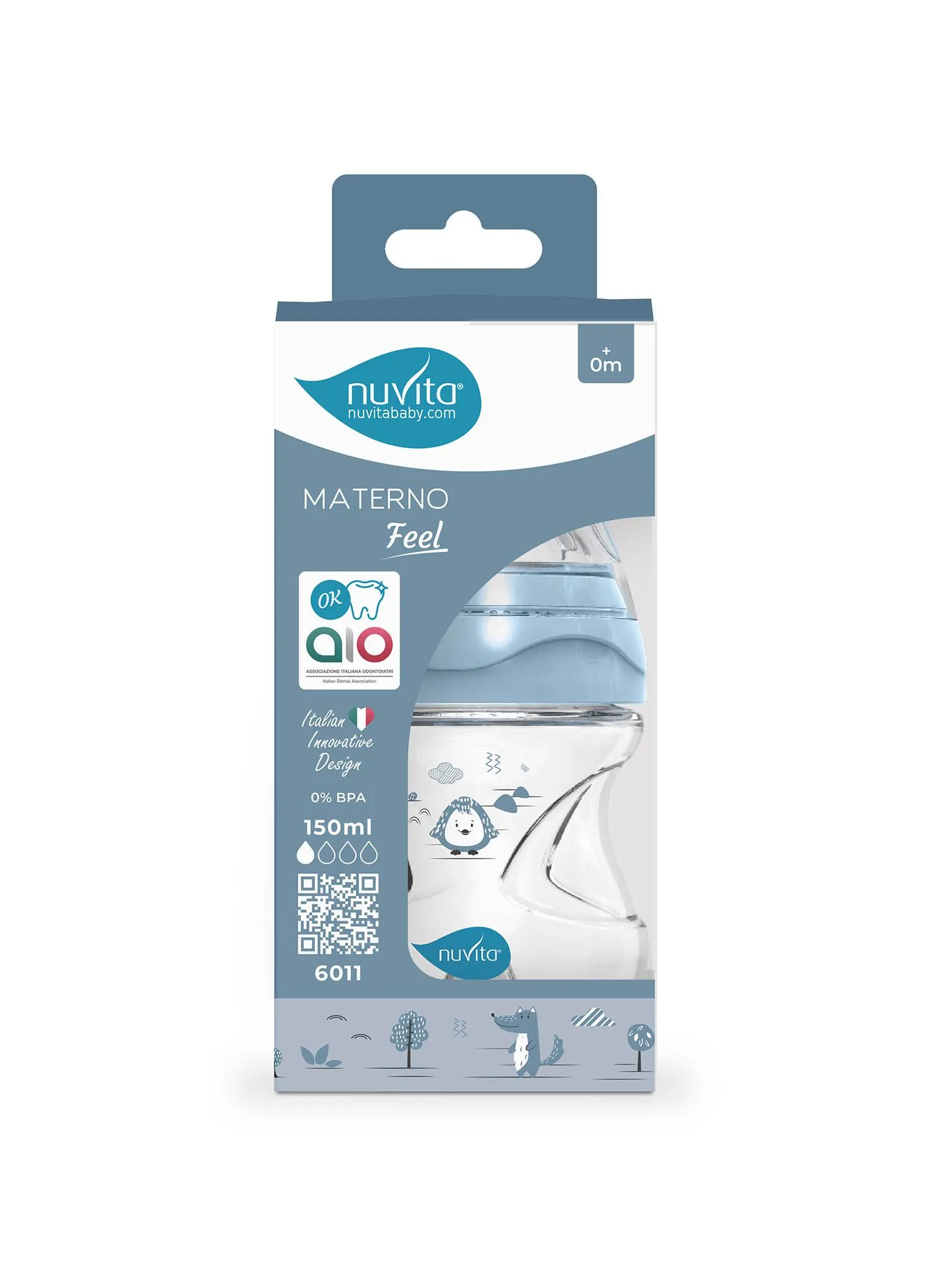Бутылочка антиколиковая Nuvita Materno Feel 150 мл, пластик