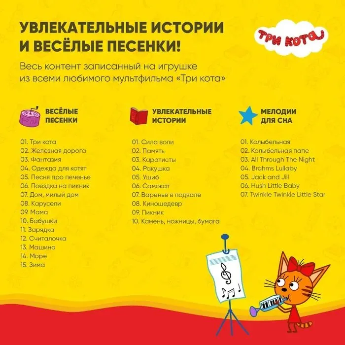 Интерактивная музыкальная игрушка Alilo Три кота Карамелька 60068