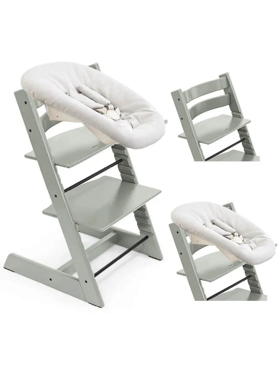 Стул Stokke Tripp Trapp Зеленый (Glacier Green) 100139 + Сиденье 0+ Ваниль (Vanilla) 526105. Изображение 1