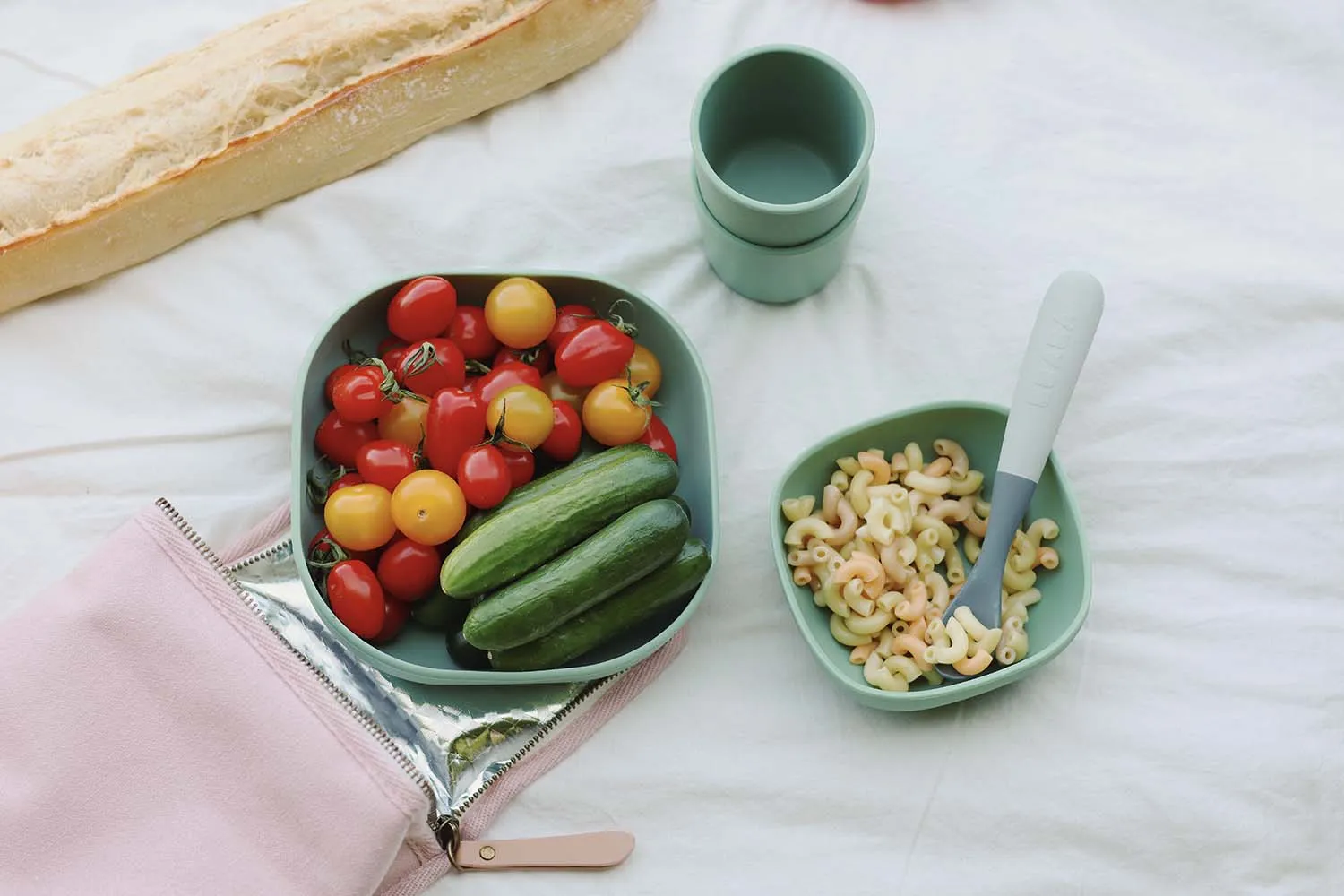 Набор двухцветных ложек Beaba силиконовых в блистере 4 шт с 4 месяцев