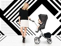 Стилевой черно-белый комплект для детской коляски Stokke Xplory