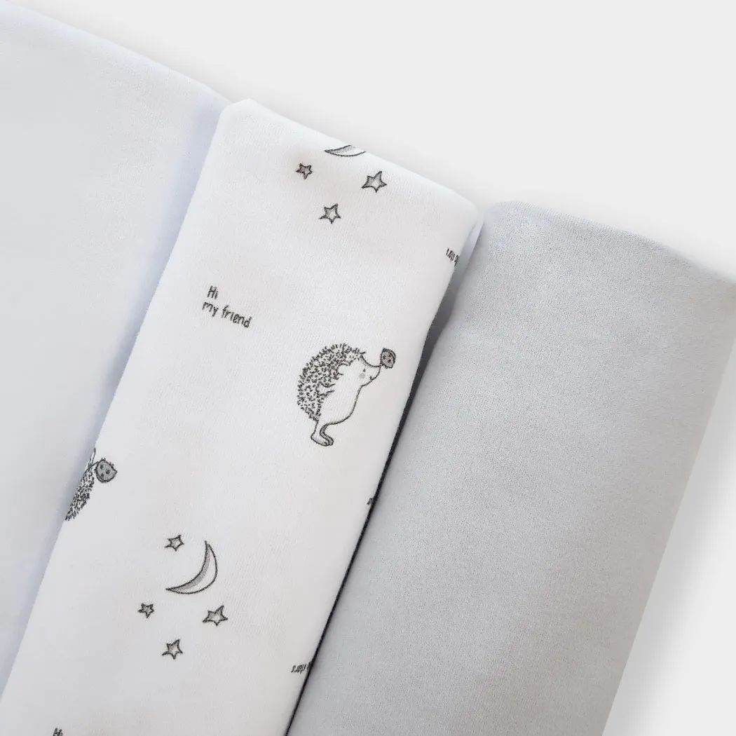 Комплект Lapsi № 6.1 пелёнки 3 шт, цвет белый/серый/с серым принтом