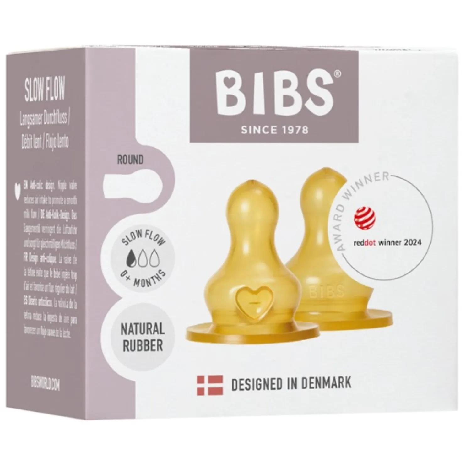 Соска BIBS латексная для бутылочки медленный поток, 2 шт.