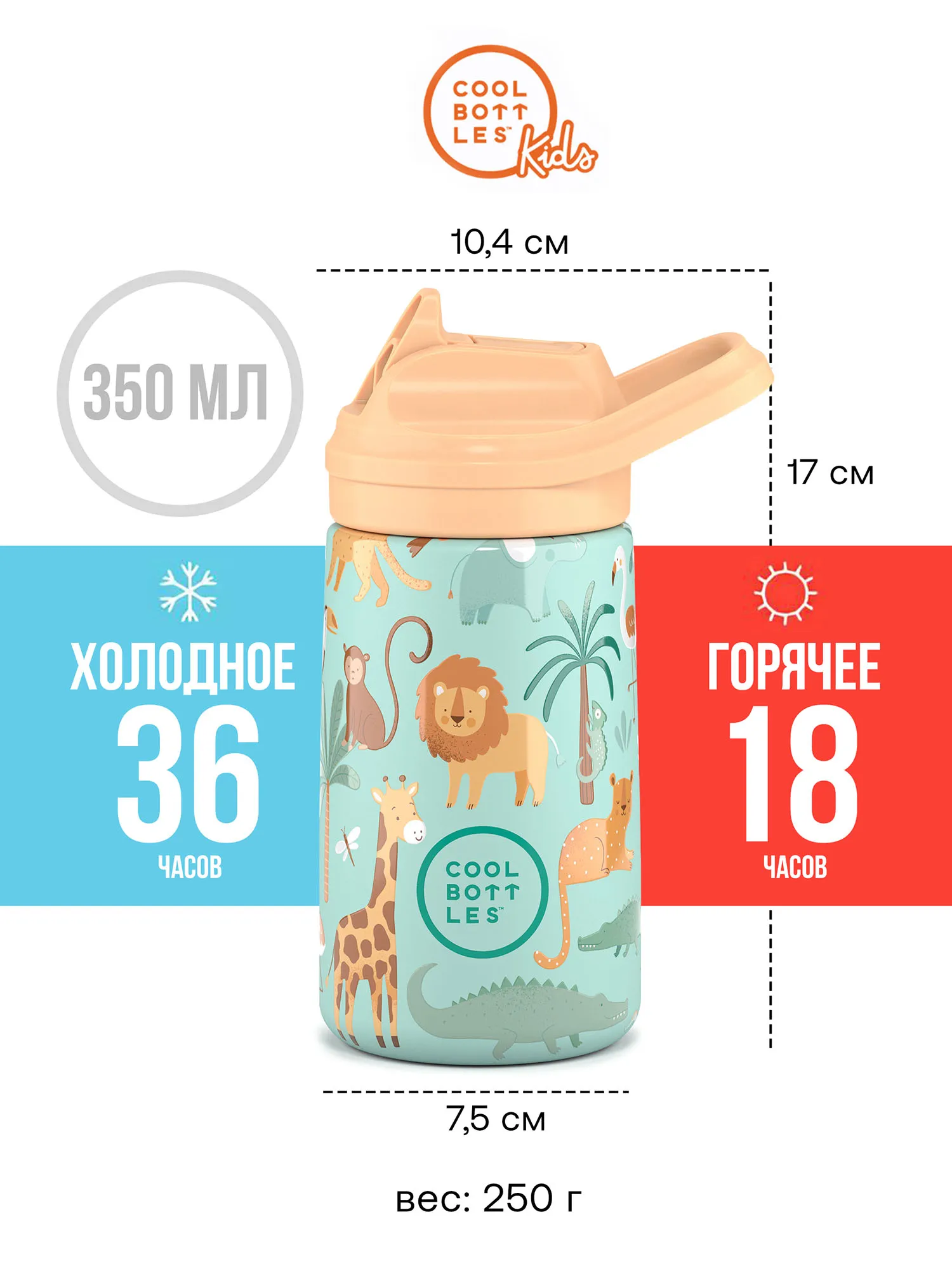 Термос-термобутылка Cool Bottles Kiddie Wild Crew 350 мл