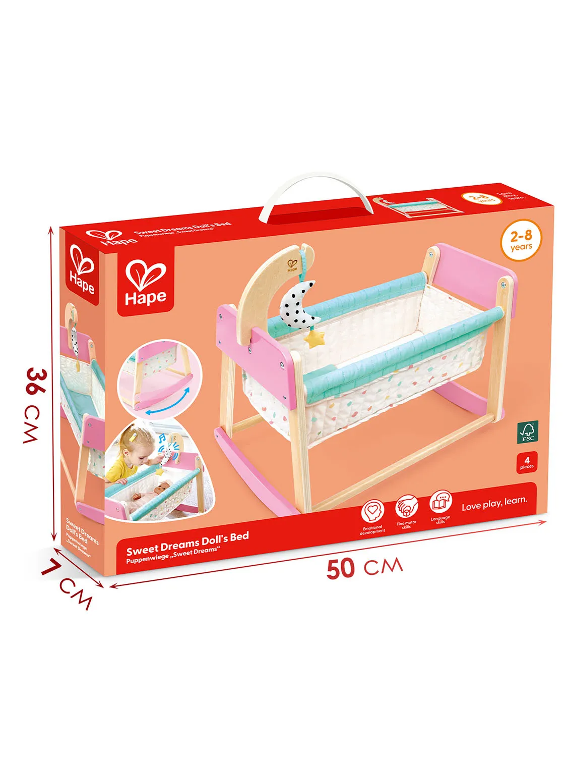 Люлька для куклы HAPE «Играем вместе» E3608_HP