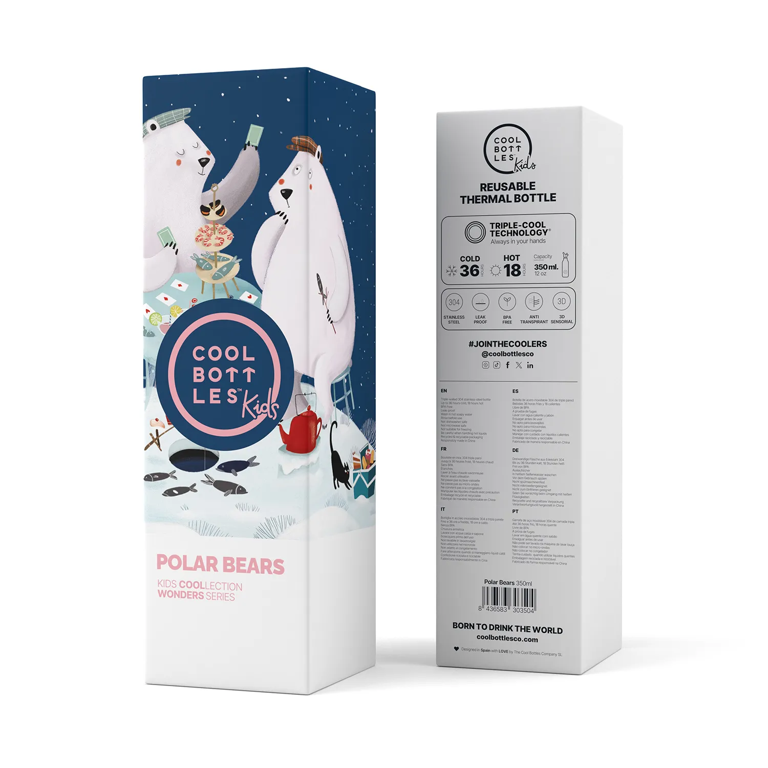 Термос–термобутылка Cool Bottles Kids серия Wonders Polar Bears 350 мл