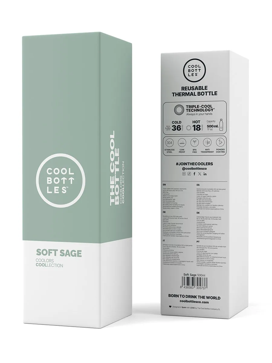 Термос-термобутылка Cool Bottles Soft Зеленый (Sage) 500мл CB500SOS. Изображение 4
