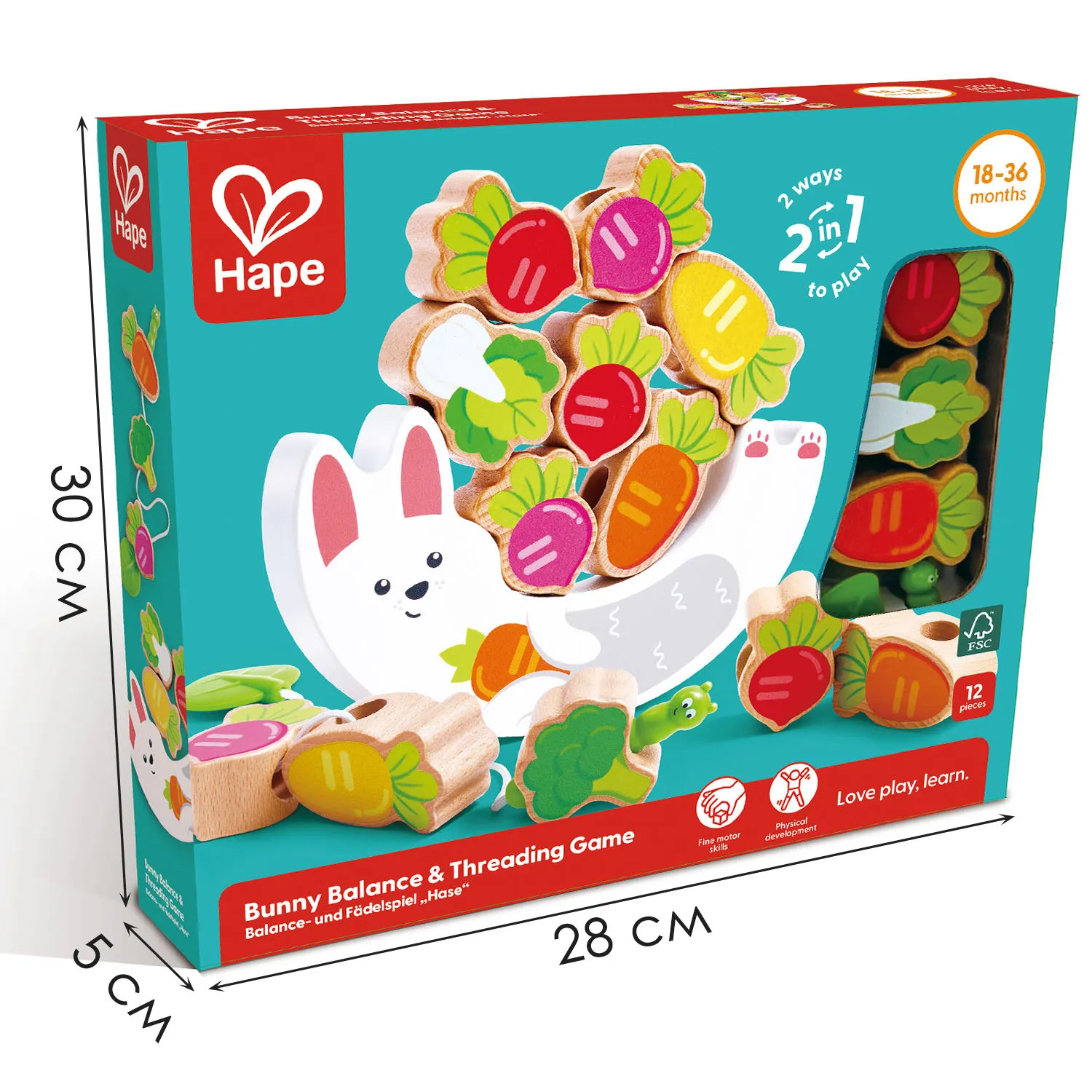 Игрушка HAPE шнуровка, балансир «Малышам» Собираем урожай с Зайкой  E0526_HP