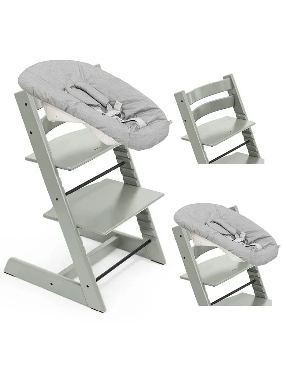Стул Stokke Tripp Trapp Зеленый (Glacier Green) 100139 + Сиденье 0+ Серый (Grey) 526101. Изображение 1