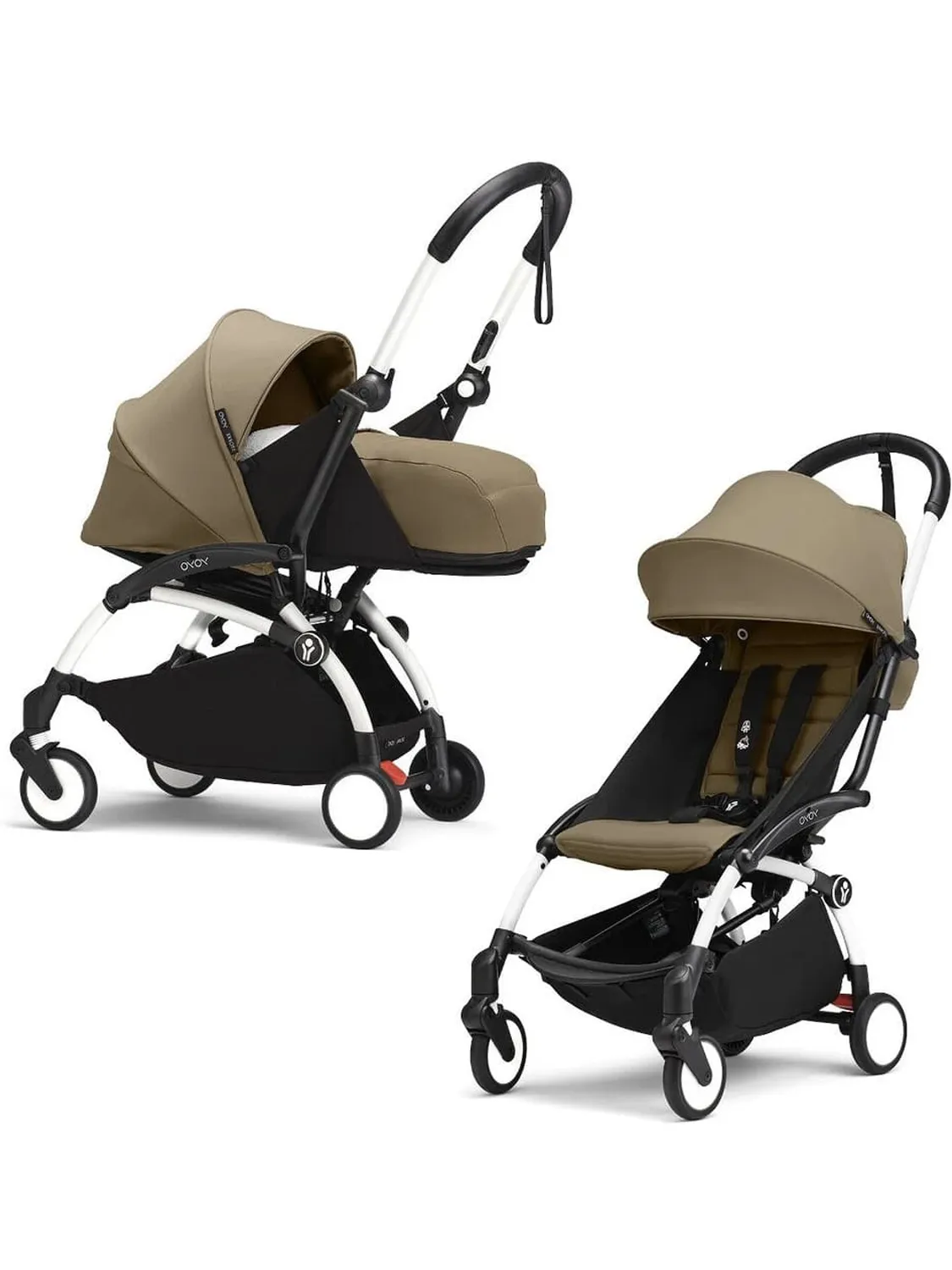 Коляска 2 в 1 Stokke YOYO3, кофейный (toffee), рама белая, люлька мягкая. Изображение 1