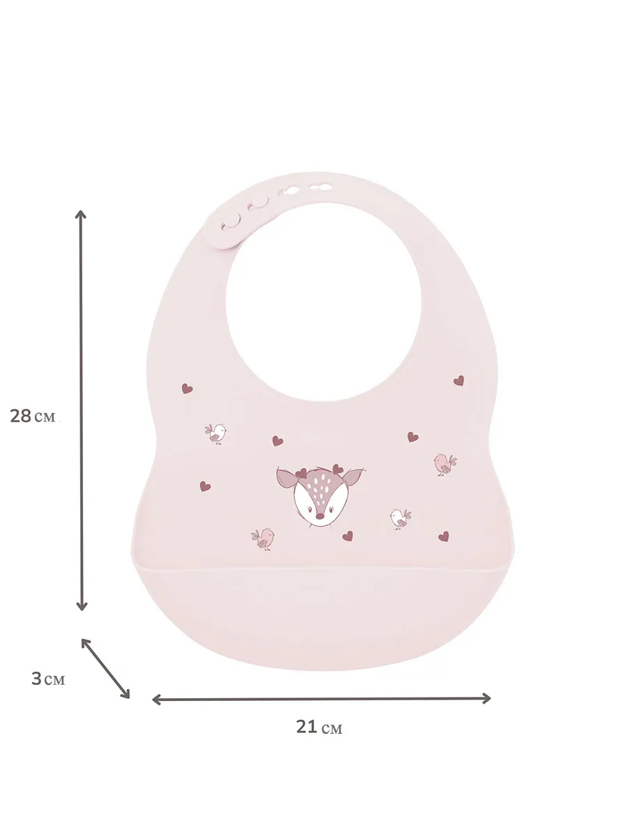 Фартук нагрудный Nattou силиконовый розовый (pink) Оленёнок 873031. Изображение 4