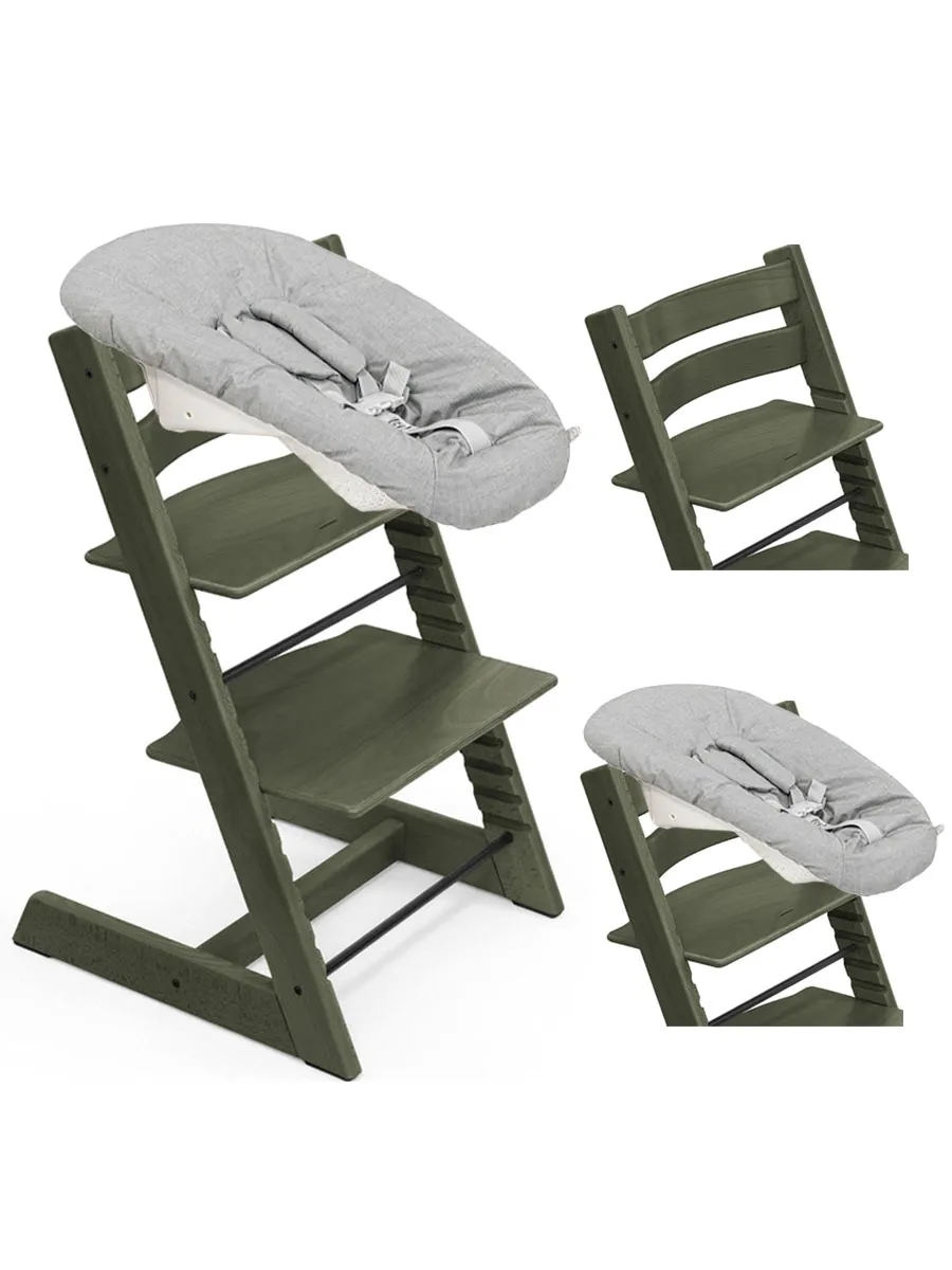 Стул Stokke Tripp Trapp Зеленый мрамор (Marble Green) 100145 + Сиденье 0+ Серый (Grey) 526101. Изображение 1